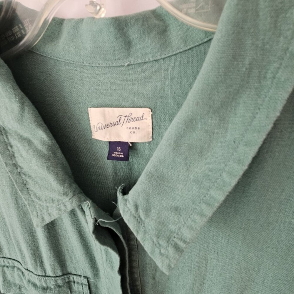 Universal Thread Womens Short Sleeve Linen Blend Jumpsuit Green Size 16 - Picture 4 of 4